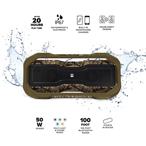Image of Altec Lansing x Realtree ROCKBOX XL Wireless Bluetooth Speaker, Portable Waterproof with 20 Hour Playtime and 5 Illuminating LED Light Modes, Floating Speaker for Indoors and Outdoors