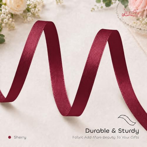 Image of Double Face Sherry Satin Ribbon 3 /8 inch X 50 Yards Polyester Sherry Ribbon for Gift Wrapping Very Suitable for Weddings Party Invitation Decorations and More
