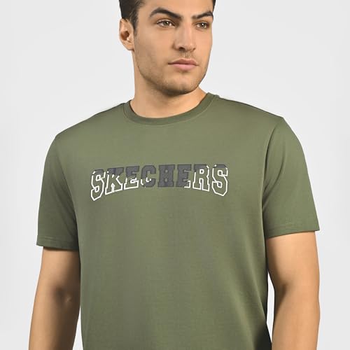 Image of Skechers Men Dual Print Varsity Graphic Black T-Shirts