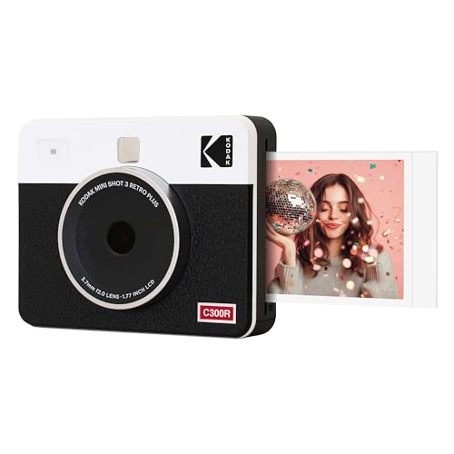 Kodak Mini Shot 3 Retro - Portable Instant Camera and Photo Printer – 2-in-1 Printer Compatible with iOS & Android – Bluetooth Connection - (7.6 x 7.6 cm) - White option