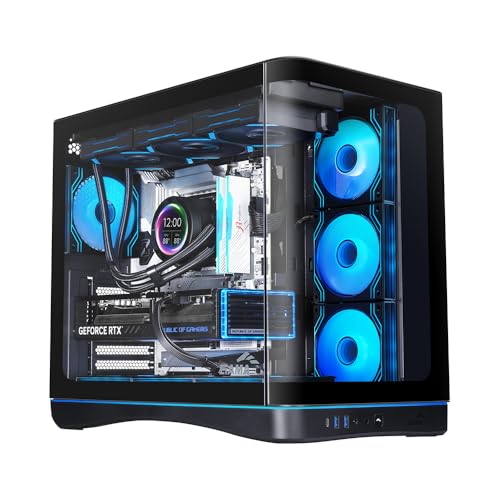 Image of SAMA V62 Mid-Tower PC Case, 7x120mm Pre-Installed ARGB PWM Fans, 4mm Tempered Glass, USB 3.1 Type-C & USB 3.0 Ports, 7 Slots, Support ATX /MATX /ITX (Back-Connect Compatible), Black