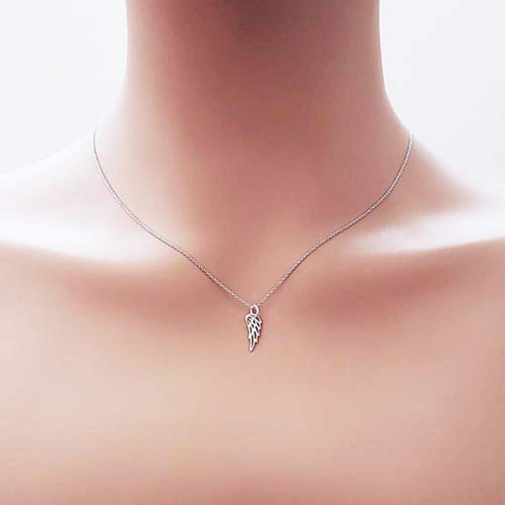 Sterling Silver Tiny Angel Bird Wing Charm Necklace 18" - Image 5
