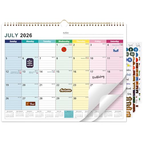 Wall Calendar 2026/27-18 Month Planner Jul. 2026 to Dec.2027 - A4 Landscape Wall Planner Calendar 2026/27 Family 22x30cm