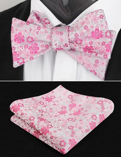 Image of Alizeal Mens 2pcs Floral Self-tied Bow Tie Pocket Square Set