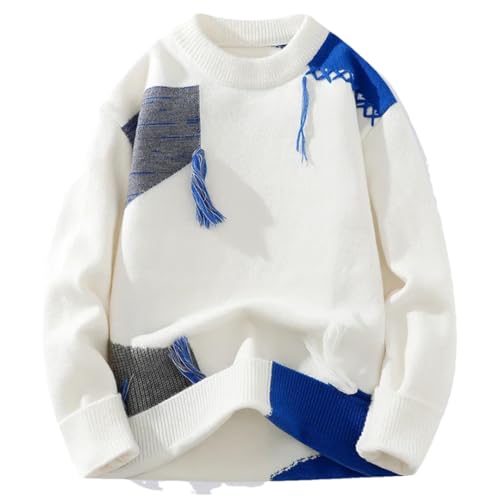 Men's Round Neck Patchwork Sweater Pullover Casual Long Sleeve Daily Warm Sweater