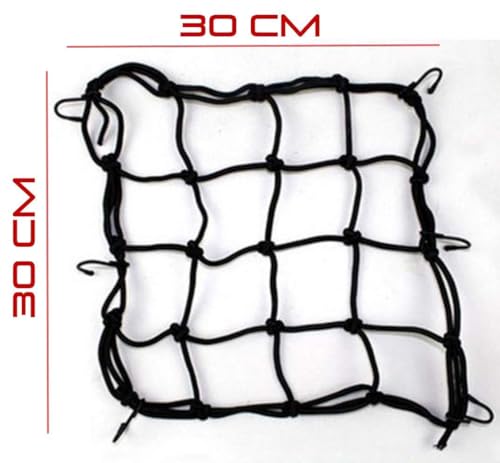 Image of GadiBike Bike Universal Bungee Cargo Luggage Net Holder for Motorcycle Strong and Elastic 30 x 30cm Mesh Rope Straps for Holding Bags Helmet Black Compatible with Bajaj Pulsar 220 F