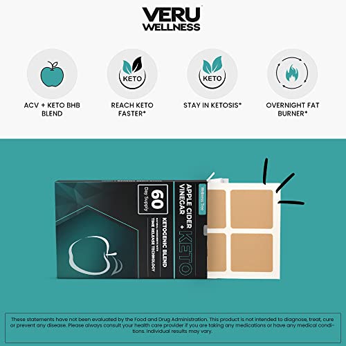 Wellness Tree Keto With Apple Cider Vinegar Patch - Utilize Fat For Energy With Ketosis, Energy & Focus Support*, Manage Cravings, Metabolism Support* - 60 Day Supply #TOP1