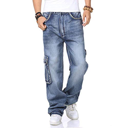 Punk Jeans Cargo Baggy Hip Hop de Planche À roulettes De Mode Hommes Jeans Plus La Taille 30-46 avec Multi Poches Cover
