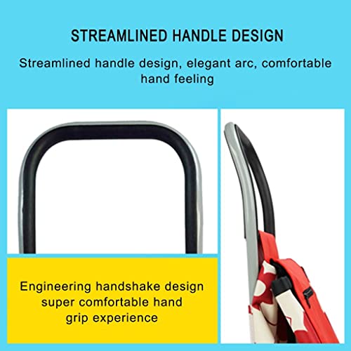 WLKINF Einkaufstrolley für Einkaufen, faltbar, tragbar, wasserdicht, für ältere Menschen (rot, 31 x 33 x 93 cm) – Bild 6