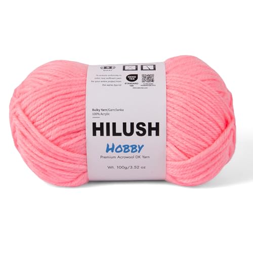 Image of HILUSH Hobby,Wool Yarn dk Acrylic Hand Knitting Yarn Ball (100g /1 Ball),Suitable for Craft amigurumi Shade 001 (Baby Pink)