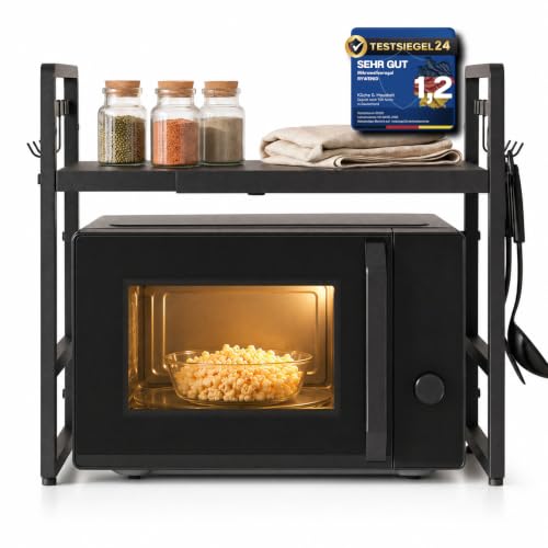 Erweiterbares Mikrowellen Regal Küchenregal ausziehbar 40-64cm schwarz