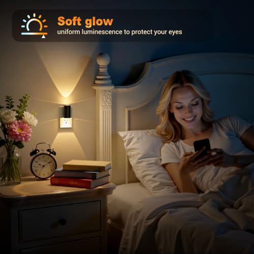 Image of JandCase Night Light Projector,LED Night Lights Plug Into Wall,Dusk to Dawn | 4 Pack 180Rotating Mini Night Light Plug in，0-100LM Dimmable Brightness Nightlight for Bedroom Hallway Living Room