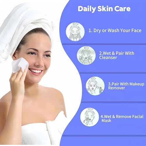 Image of Disposable Face Towel 300 Count, Soft Cotton Clean Skin Face Towels, Dry Wipes Cotton Facial Towels Wash Cloths Tissue Thickened, Face Towelettes Disposable for Makeup Remover, Cleansing and Skincare