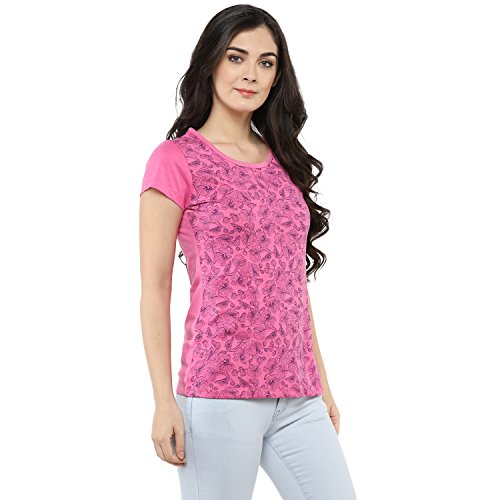 Image of Modeve Women Printed Cotton Blend Half Sleeve Round Neck T-Shirt for Summer
