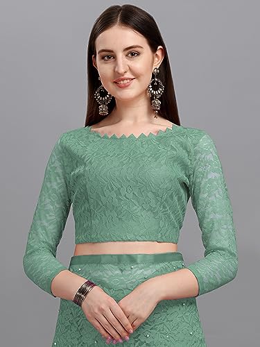 Image of LOROFY Women's Brasso Net Saree With Blouse