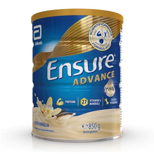 Ensure Advance Integratore Alimentare Proteico in Polvere, con 27 Vitamine e Minerali, Integratore Alimentare con Proteine, Calcio e HMB, Confezione 850g, Gusto Vaniglia
