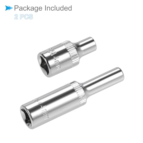 Image of 6-Point Socket, 1 /4 inch Drive 4mm Deep, Polished Chromed CR-V Metric Deep and Shallow Impact Socket - (Applications: for Ratchet Torque Electric Wrenches Car Repair), 2-Pieces