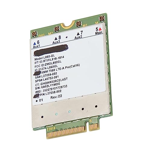 L860 GL Network Card, tarjeta M.2 para laptop con velocidad de 1 Gbps descarga y 150 Mbps subida, bandas LTE FDD B1 a B66 y TDD B38 a B42 miniatura 5