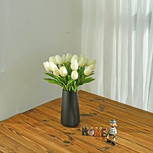 Image of ONLY ART Artificial Cream Tulips 20 Pcs - 13.5 Inch PU Faux Flowers with Bendable Stems for Home Decor, Wedding Centerpieces, DIY Floral Arrangements, New Year and Valentine's Day