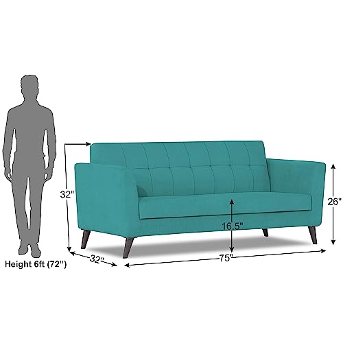 Image of Adorn India Dannis 3 Seater Sofa (Aqua Blue) (3 Year Warranty)