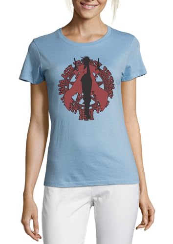 T-shirt anime 151 femme bleu anti-irritation en coton léger à col rond protecteur