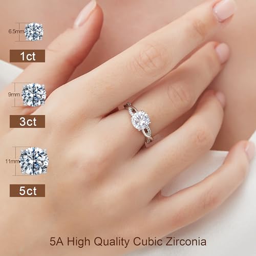 1CT CZ Engagement Rings for Women,Women's Round Cut Twisted Vine Wedding Bands Sterling Silver Engagement Promise Rings with 18K White Gold Plated Size 8.52