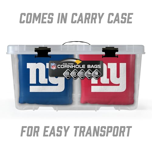 YouTheFan Officially-Licensed NFL New York Giants Set of 8 Cornhole Bags - All Weather Dual Sided Slide & Stop - Regulation Size with Carry case — view 6