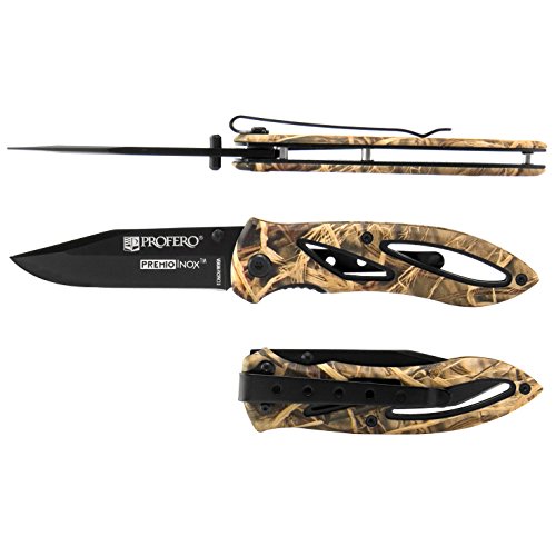 Adventure Knives Profero Venum Primo INOX Deep Forrest Smooth Open Belt Clip Straight Blade Traditional Folding, 2.8"
