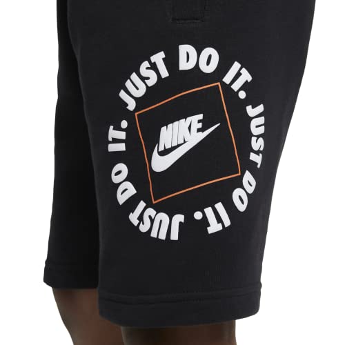 Nike Boys Black ‘Just Do It’ Sportswear Training Athletic Shorts, Raised Bold Logo Lettering, Comfy Brushed Fleece, 2 Front Pockets, Style DC7247/Color 010, Size Large (Older Boys Size 14-16)2