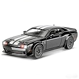 BGHSCA Compatible Dodge Challenger SRT Hellcat 1:22 Jouet Die-Cast Son et Lumi�re Pull-Back Mod�le V�hicule Adultes Enfants Noir