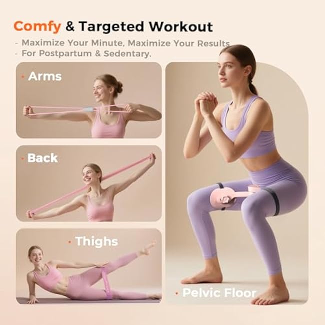 Thigh Trainer Kegel Exerciser, Pelvic Floor Muscle Trainer with Figure 8 Resistance Band, Pilates Bands, Kegel Trainer for Postpartum Rehabilitation, Trimmer Inner Thigh, Thigh Toner Workout