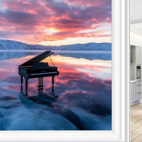 Lámina decorativa de cristal esmerilado para ventana, diseño de piano, con efecto de cristal esmerilado, para ventana, 80 x 120 cm