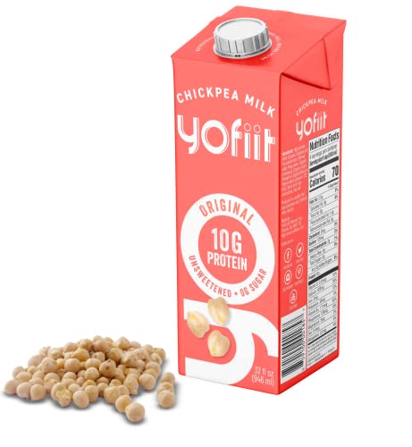 Yofiit Original Unsweetened Chickpea Plant Based Milk With Pea Protein And Flax - Vegan Creamer, High Protein, Shelf Stable, Non Dairy Milk | 10G Protein - 6 Pack #TOP1