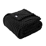 50x70 Inch Black Throw Blanket - Soft & Fluffy Fleece, Cute & Aesthetic, Perfect for Sofa, Couch, Chair, Bed, Living Room & Bedroom, All-Season Use, Plush & Cozy Decorative Blanket