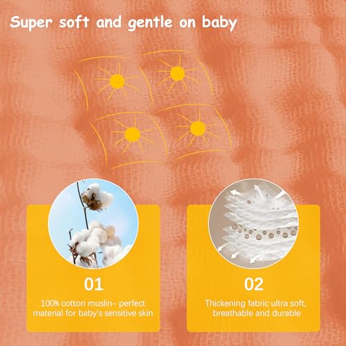 12 Pack Muslin Burp Cloths 100% Cotton Muslin Cloths Large 20''x10'' Extra Soft and Absorbent Baby Burping Cloth - Vermilion