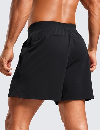 CRZ YOGA Gym Shorts Men 5” Side Split Quick Dry Lightweight Stretchy for Athletic Workout Running with Zipper Pocket2