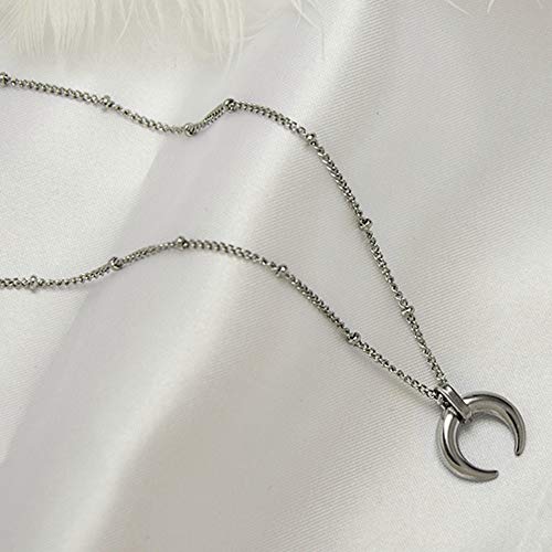 Jude Jewelers Stainless Steel Moon Crescent Half Circle Charm Statement Anniversary Colloar Necklace2