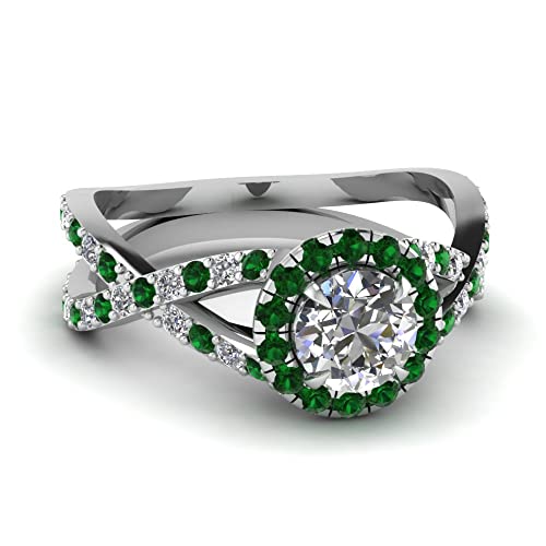 Image of Choose Your Gemstone Infinity Halo Round Diamond CZ Engagement Ring 925 Sterling Silver Round Shape Split Shank Engagement Ring Minimal Surprise Gifts for Ladies US Size 4 to 12