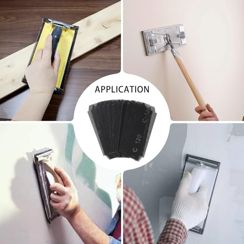 SCOTTCHEN Drywall Sanding Screen 4 3/16in x 11 1/4 in, 120 Grit, 12pcs, Aluminum Oxide, Black Corundum and Nylon Film, Mesh Backing, Fits Hand Sanders or Pole Sanders, Gypsum Board Compatible
