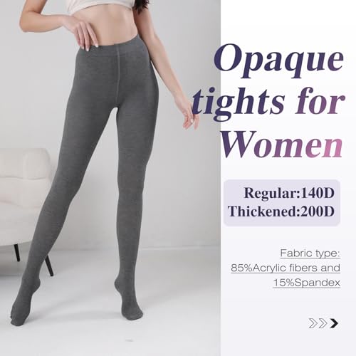 Image of TOCONFFON Women's Winter Leggings Warm Opaque Tights, Vertical Stripe Texture Stretchy Warm Tights 140D /200D