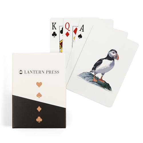 Lantern Press Puffin, Icon, 52 naipes tamaño póker