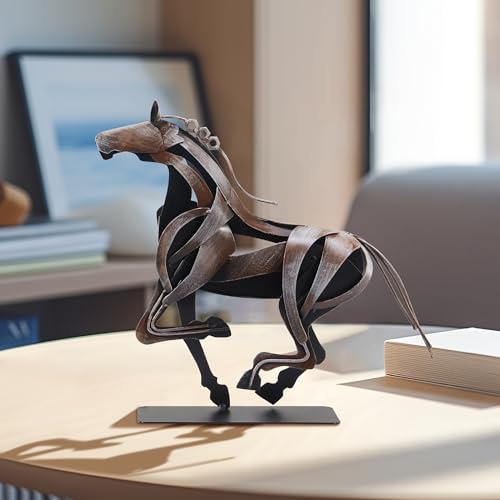Estatua metálica de caballo artesanal decorativa miniatura 3