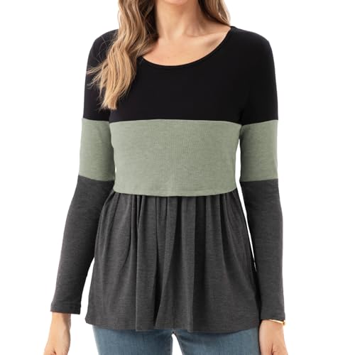 Bearsland Women's Nursing Tops Long Sleeve Scoop Neck Breastfeeding Shirt...