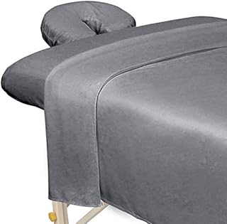 ForPro Premium Microfiber 3-Piece Massage Sheet Set, Ultra-Light, Stain and Wrinkle-Resistant, Includes Flat Sheet, Fitted Sheet and Face Rest Cover, Cool Grey