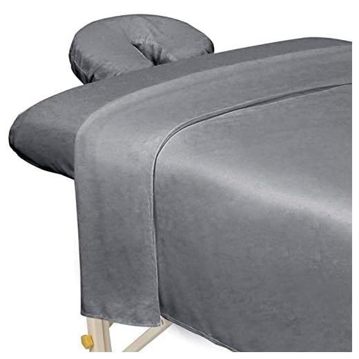 ForPro Premium Microfiber 3-Piece Massage Sheet Set, Cool Grey, Ultra-Light, Stain and Wrinkle-Resistant, Includes Massage Flat Sheet, Massage Fitted Sheet, and Massage Face Rest Cover