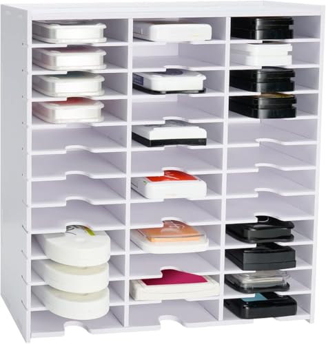 Image of Krafetto 36 Grids Ink Pad Storage Rack, Wall-mountable Stamp Pad Organizer Holder Compatible with Standard Size Ink Pads(Grid Size 4.1 inch W x 3.9 inch D x 0.9 inch H)