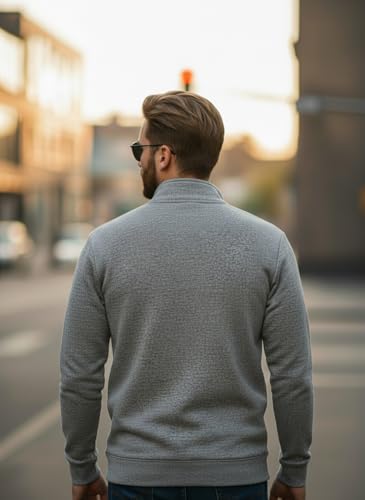 Image of Mack Jonney Men's Fleece Half-Zip High Neck Sweatshirt | Warm & Stylish Winter Wear -JM4380
