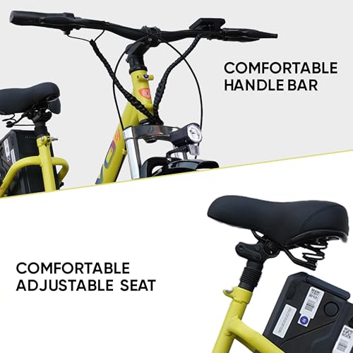 Motovolt KIVO Easy Standard Electric Cycle | 45 Km Range | 250W 36V BLDC Motor | Removable Battery - 6Ah Lithium-ion| 110 Kg Load Capacity |Front Suspension | 26” Tyres | Neon Satin
