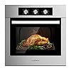 COSTWAY 24" Single Wall Oven, Electric Built-in Wall Oven with 2.47 Cu. Ft. Capacity, 5 Cooking Functions, 360° Rotisserie and Timer, 2300W Built-in Oven in Stainless Steel with Mechanical Knobs