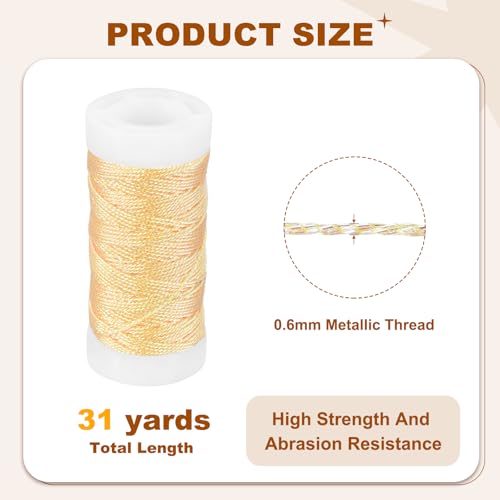 Hilo Metálico PATIKIL para Bordado, 31 yardas, Dorado, para Máquina de Coser y Bordado Manual, Artesanías DIY, Envoltura de Regalos, Fabricación de Joyería y Decoración miniatura 2